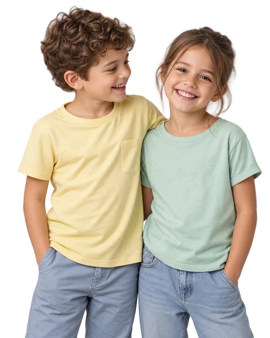 Portrait d’illustration de deux enfants qui sourient ensemble